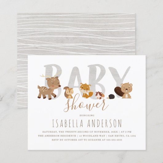 Haushaltswaldtiere Geschlechtsneutrale Babydusche (Vorne/Hinten)