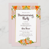 Haushaltswärmung Rosa und orangefarbenes Party Einladung (Vorne/Hinten)