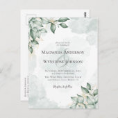 HAUSHALTSWatercolor Eukalyptus Wedding Einladung Postkarte (Vorne/Hinten)