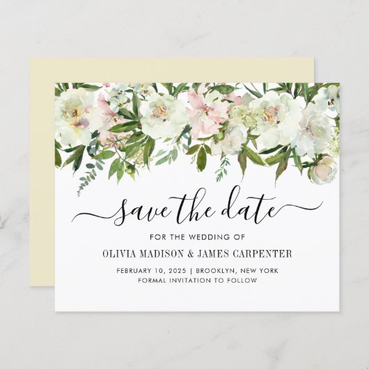 Haushaltsweiße Hochzeit im Herbst Save the Date (Vorne/Hinten)