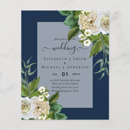 HAUSHALTSWEISSE ROSES Einladungen WEDING CHIC Flyer (Vorne)