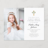 Haushaltsweißes Blumenkreuz Foto Erste Kommune (Vorderseite)