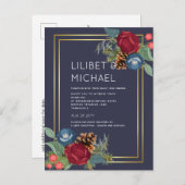 HAUSHALTSWinter Hochzeit Burgund Aquamarin Blue Mo Postkarte (Vorne/Hinten)