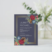 HAUSHALTSWinter Hochzeit Burgund Aquamarin Blue Mo Postkarte (Stehend Vorderseite)