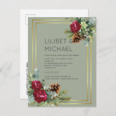 HAUSHALTSWinter Hochzeit Burgund Rose Eukalyptus Postkarte (Vorne/Hinten)