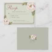 HAUSHALTSZEITUNG & Blush Peony Floral Wedding RSVP Mitteilungskarte (Vorne/Hinten)