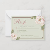 HAUSHALTSZEITUNG & Blush Peony Floral Wedding RSVP Mitteilungskarte (Vorderseite)