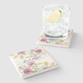 HAUSHALTSZENTRUM Brautparty Gaben Rosa Blumenstrau Steinuntersetzer (Seitenansicht)