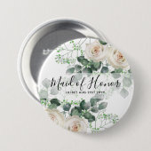HAUSHALTSZENTRUM Brautparty gibt White ROSES Button (Vorne & Hinten)