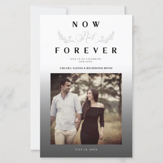 Haushaltszweige Gray Gradient Wedding Foto Script (Vorderseite)