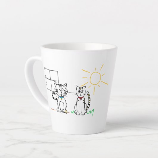 Hauskatze, Barnkatze - latte Tasse (Linke Ecke)