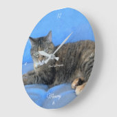 Hauskatze-Liebe Große Wanduhr (Winkel)