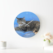 Hauskatze-Liebe Große Wanduhr (Zuhause)