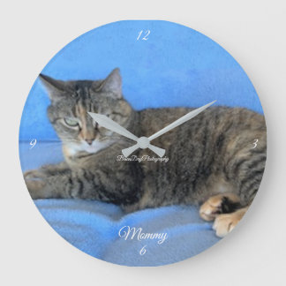 Hauskatze-Liebe Große Wanduhr