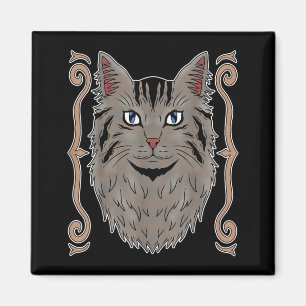 Hauskatze mit Langhaar Magnet