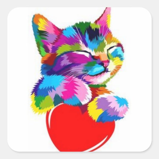 Hauskatze Quadratischer Aufkleber (Vorderseite)
