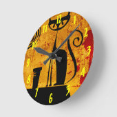 Hauskatze Runde Wanduhr (Winkel)