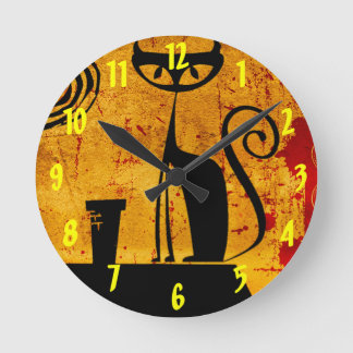 Hauskatze Runde Wanduhr