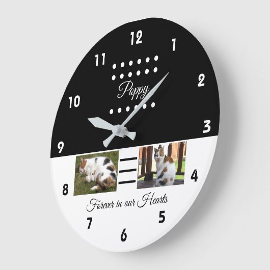 Hauskatze Schwarz-weiß Fotos hinzufügen Große Wanduhr (Winkel)