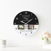 Hauskatze Schwarz-weiß Fotos hinzufügen Große Wanduhr (Zuhause)