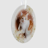Hauskatze Weihnachten Weißer Ornament (Vorderseite)