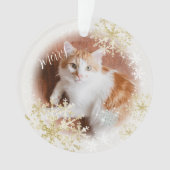 Hauskatze Weihnachten Weißer Ornament (Vorderseite)