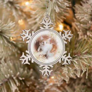 Hauskatze Weihnachten Weißer Ornament