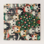 Hauskatzen und Weihnachtsbaum Puzzle (Horizontal)