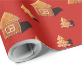 Häusliche und baumförmige Lebkuchenmuster Geschenkpapier (Rolleneckpunkt)