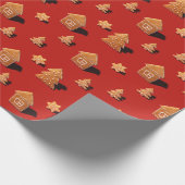 Häusliche und baumförmige Lebkuchenmuster Geschenkpapier (Ecke)