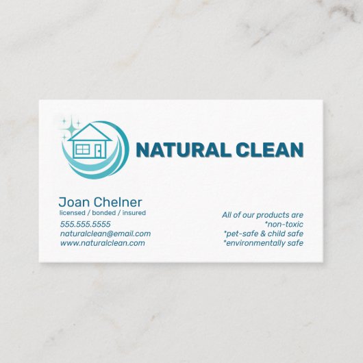 Häusliche Unterbringung Janitorial Reinigung Visitenkarte (Vorderseite)
