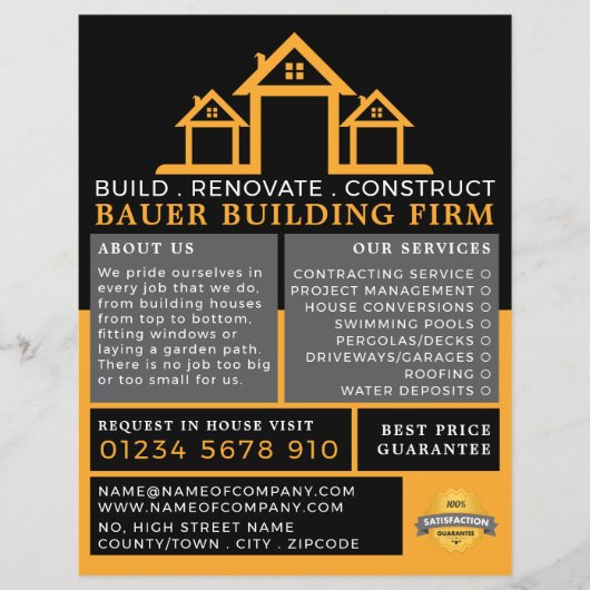 Hauslogo, Gebäude-Firma, Bauwerbespot Flyer (Vorne)