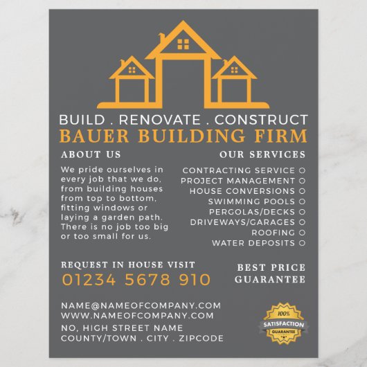 Hauslogo, Gebäude-Firma, Bauwerbespot Flyer (Vorne)