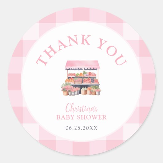 Hausmädchen Babydusche Danke Runder Aufkleber (Vorderseite)