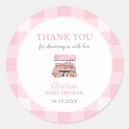 Hausmädchen Babydusche Danke Runder Aufkleber (Vorderseite)