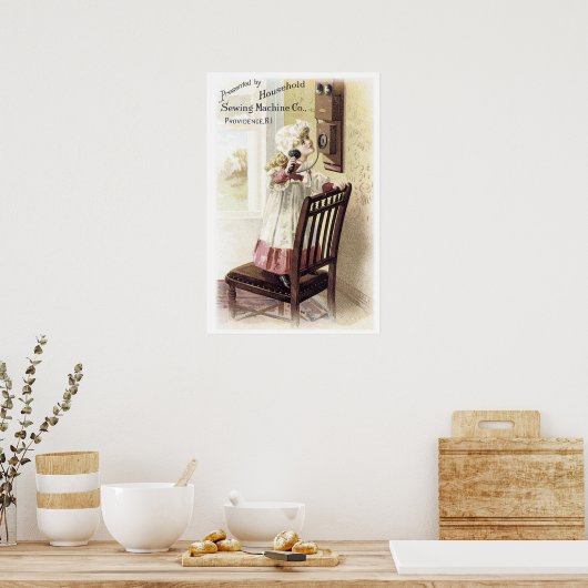 Hausmäher mit Nähmaschine Poster (Küche)