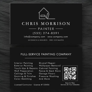 Hausmaler Schwarz Silber QR Code Visitenkarte