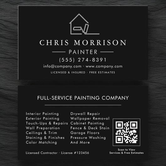 Hausmaler Schwarz Silber QR Code Visitenkarte