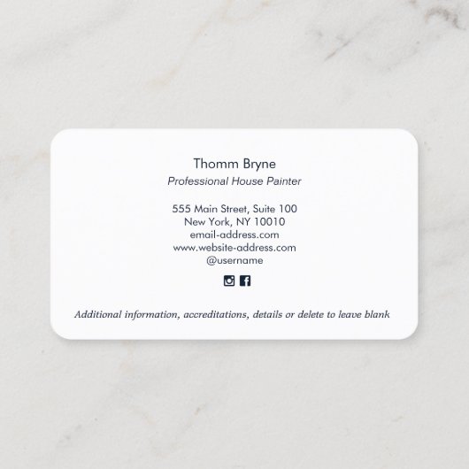 Hausmaler überkreuzte Pinsel bürstet Visitenkarte (Rückseite)