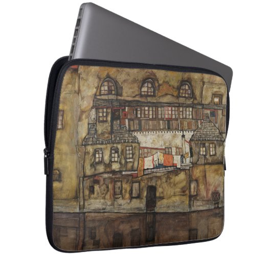 Hausmauer am Fluss durch Egon Schiele Laptopschutzhülle (Vorne Rechts)