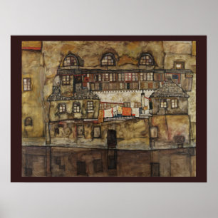 Hausmauer am Fluss durch Egon Schiele Poster