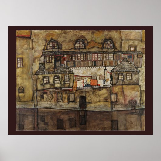 Hausmauer am Fluss durch Egon Schiele Poster (Vorne)