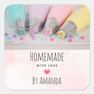 Hausmaus mit Liebe Pastell Cake Dekorationstools Quadratischer Aufkleber