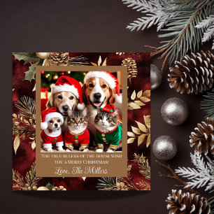 Hausmeister Burgundy Gold mit Foto Feiertagskarte