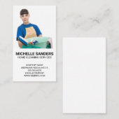 Hausmeister mit Reinigungsmitteln Visitenkarte (Vorne/Hinten)