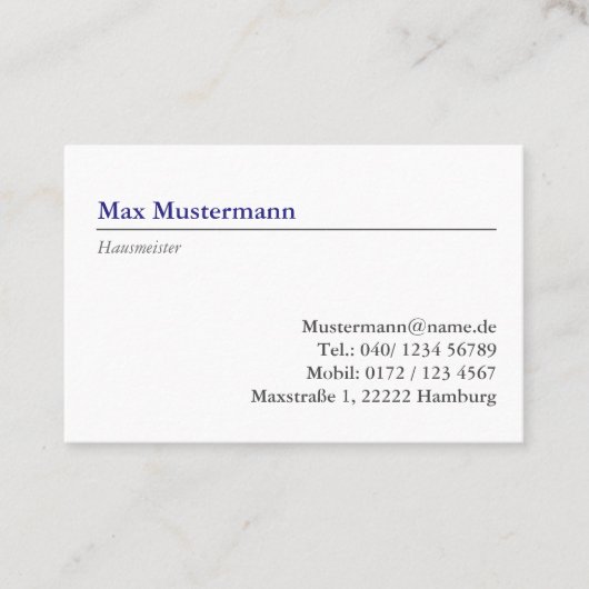 Hausmeister Visitenkarte (Vorderseite)