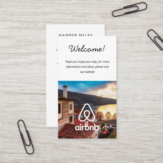 Hausmietbild und Logo Airbnb QR Visitenkarte (Vorderseite/Rückseite Beispiel)