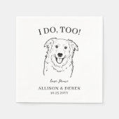 Hausname Border Collie Zeichnend Hundehochzeit Serviette (Vorderseite)