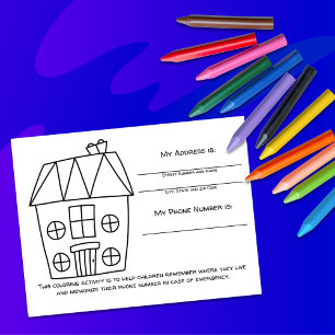 Hausnotfall-Infokarte für Kinder Aktivitätskarte Postkarte
