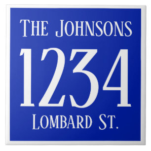 Hausnummer mit Straße u. Namen Fliese